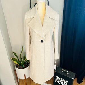 DEREK LAM 10 CROSBY Wool Blend Car Coat, Tan/Oatmeal, Designer Size 4, NWT